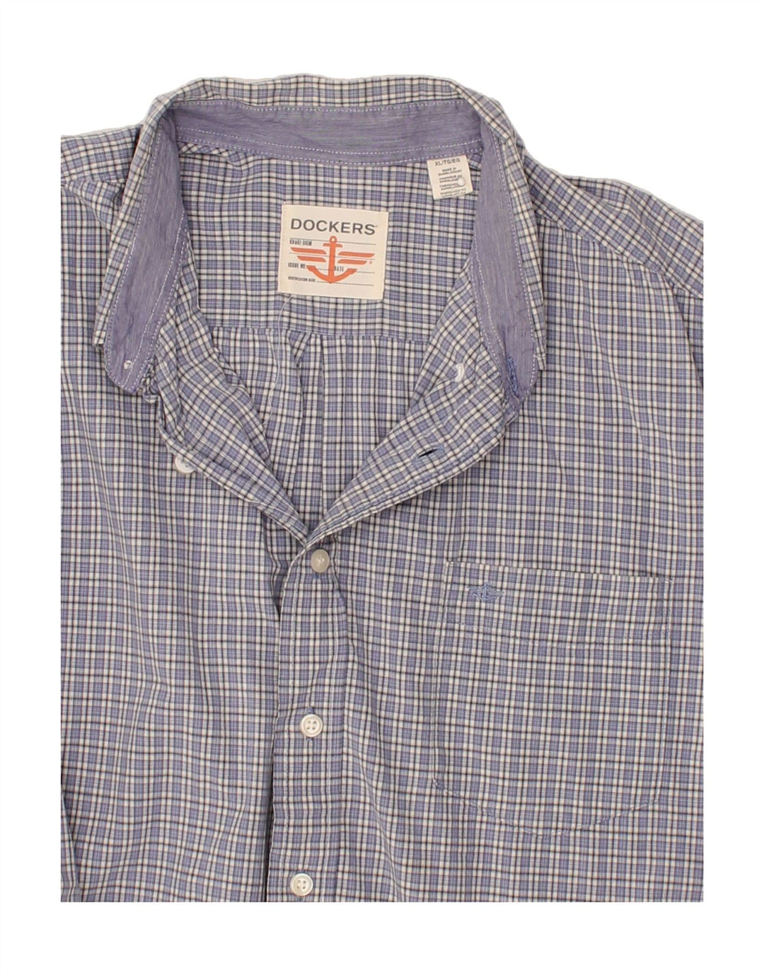 DOCKERS Mens Shirt XL Blue Check Cotton Vintage Dockers and Second-Hand Dockers from Messina Hembry 