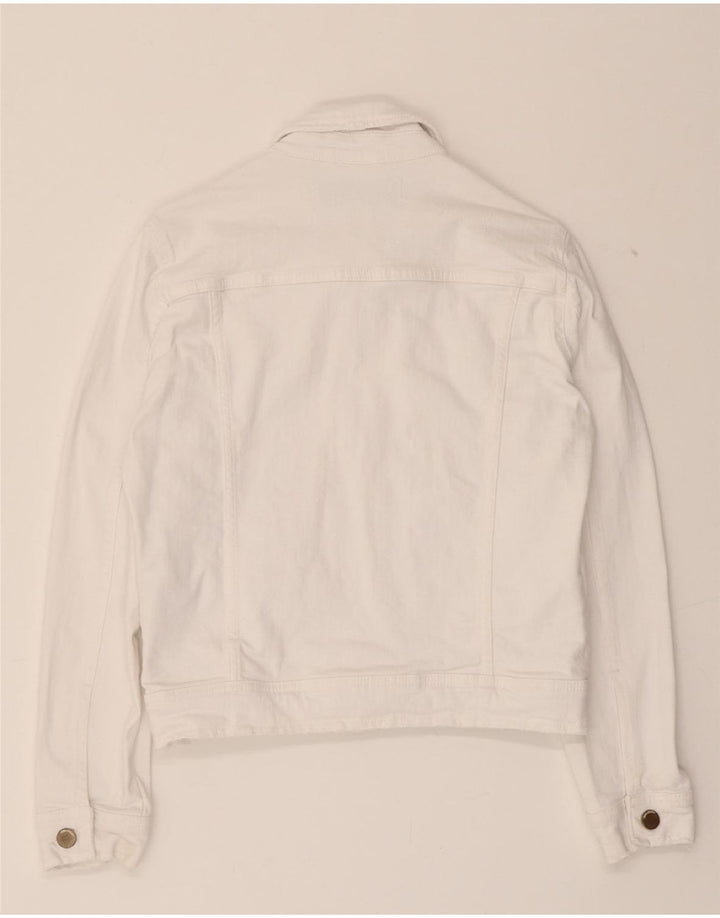 ZARA Womens Crop Denim Jacket UK 10 Small White Vintage Zara and Second-Hand Zara from Messina Hembry 