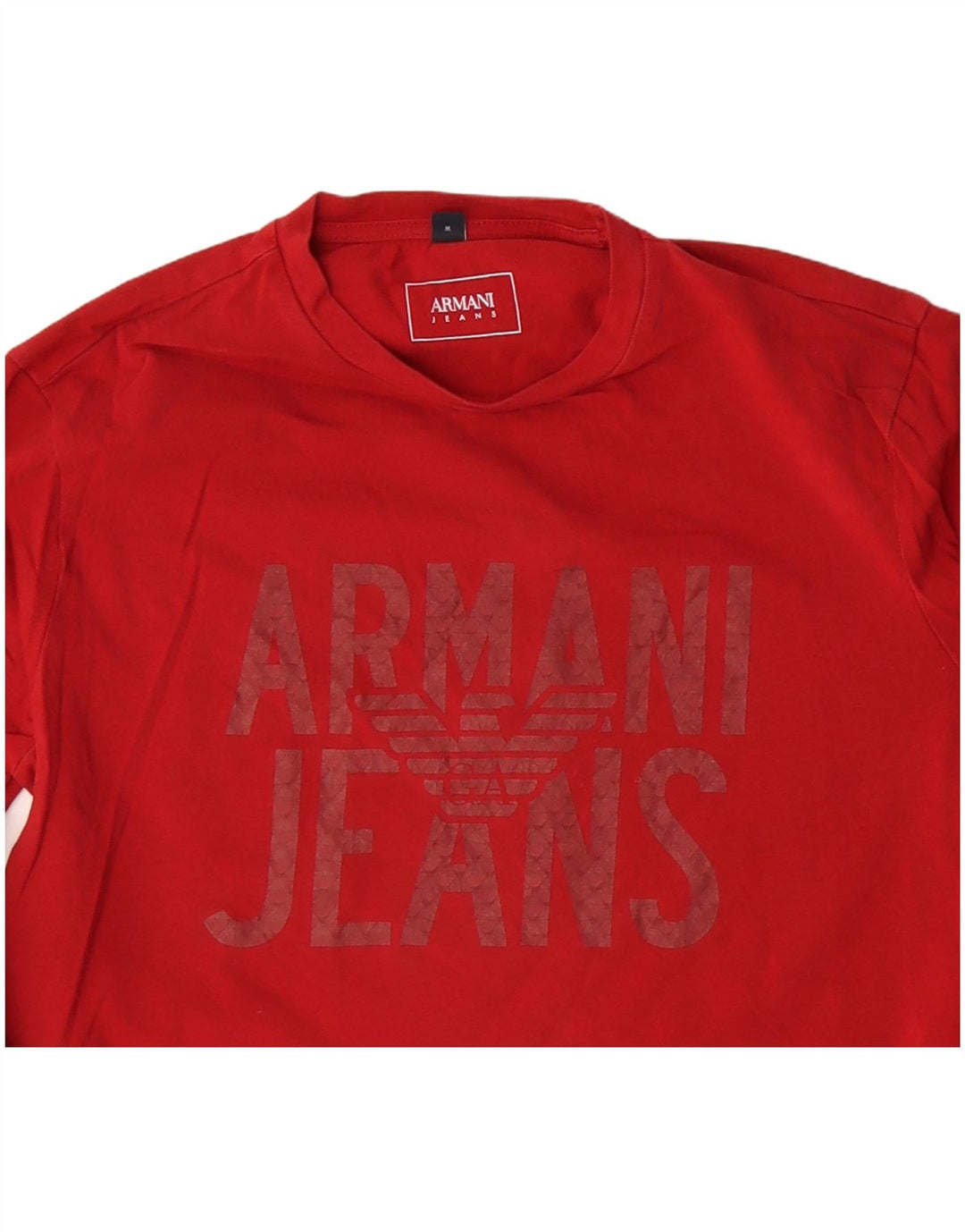 ARMANI JEANS Γυναικείο τοπ μακρυμάνικο UK 12 μεσαίο κόκκινο βαμβακερό