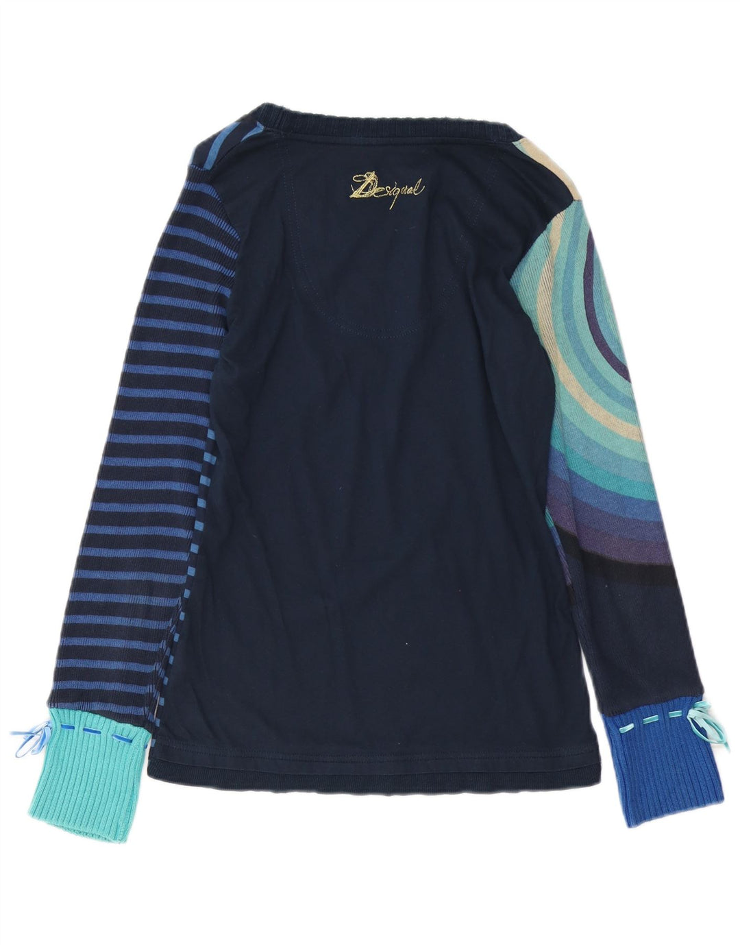 DESIGUAL Γυναικείο τοπ μακρυμάνικο UK 12 μεσαίο μπλε ριγέ βαμβακερό