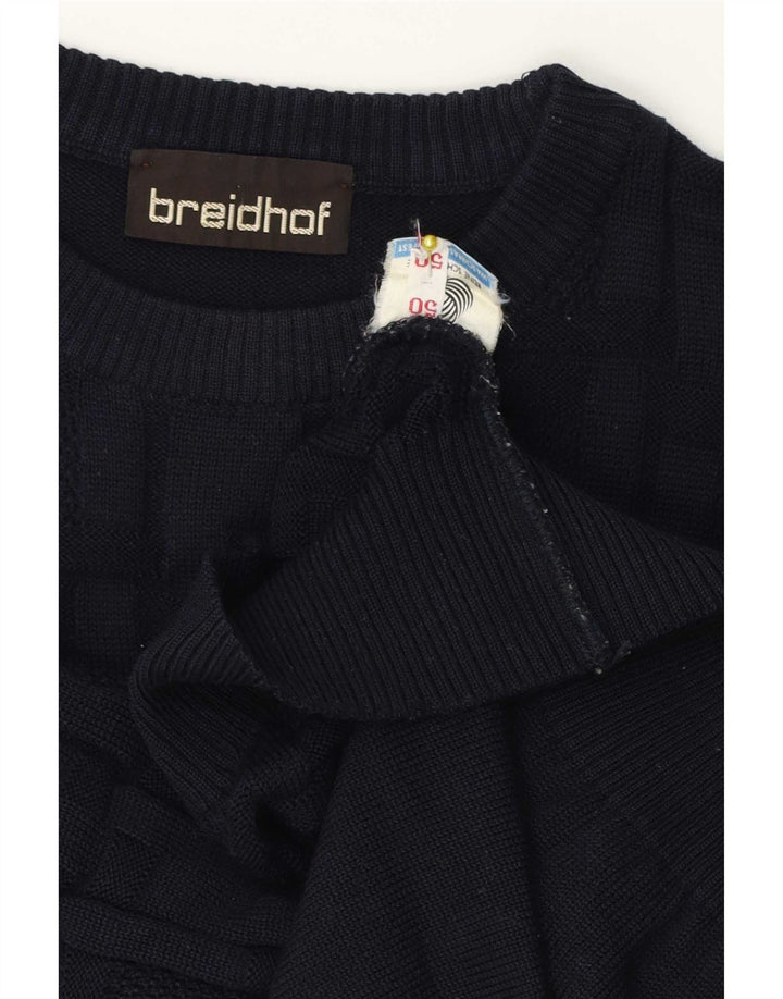 Breidhof Ανδρικό πουλόβερ με λαιμόκοψη IT 50 Medium Navy Blue New Wool