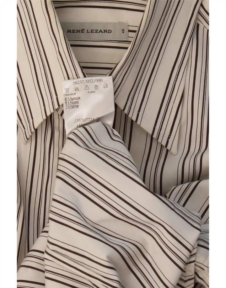 RENE LEZARD Womens Shirt IT 40 Small White Striped Cotton Vintage Rene Lezard and Second-Hand Rene Lezard from Messina Hembry 