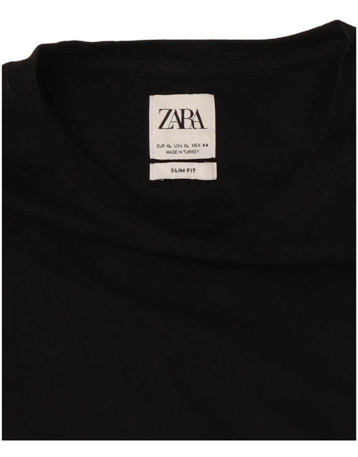 Γυναικείο T-Shirt Slim Fit ZARA Top UK 18 XL Μαύρο