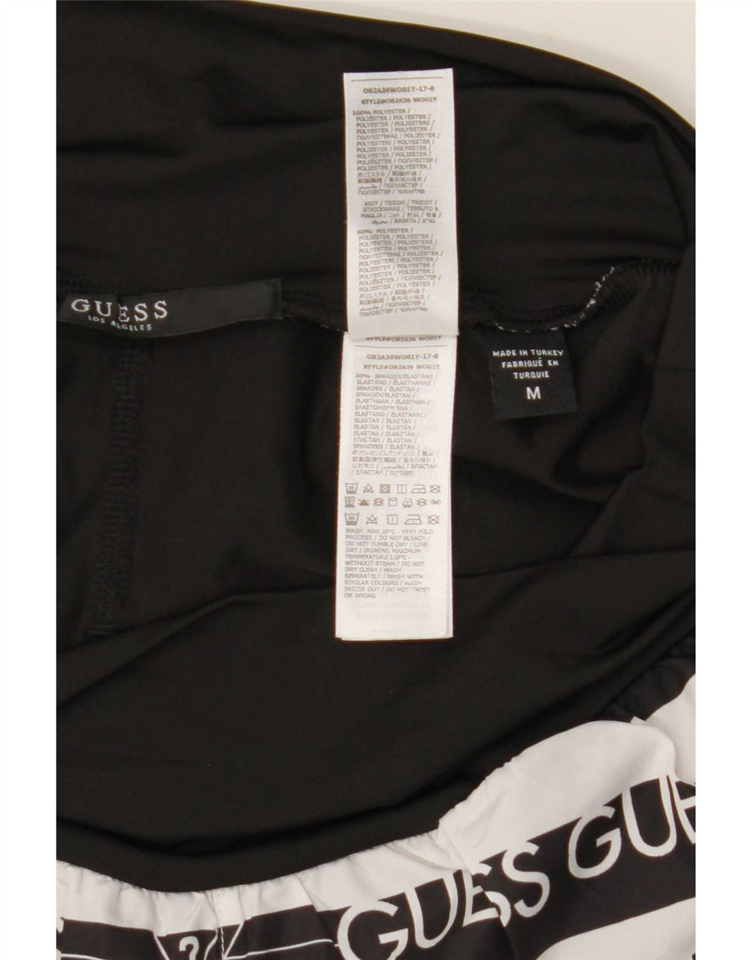 Γυναικείο γραφικό αθλητικό σορτς Guess UK 12 μεσαίο μαύρο ριγέ πολυεστέρα