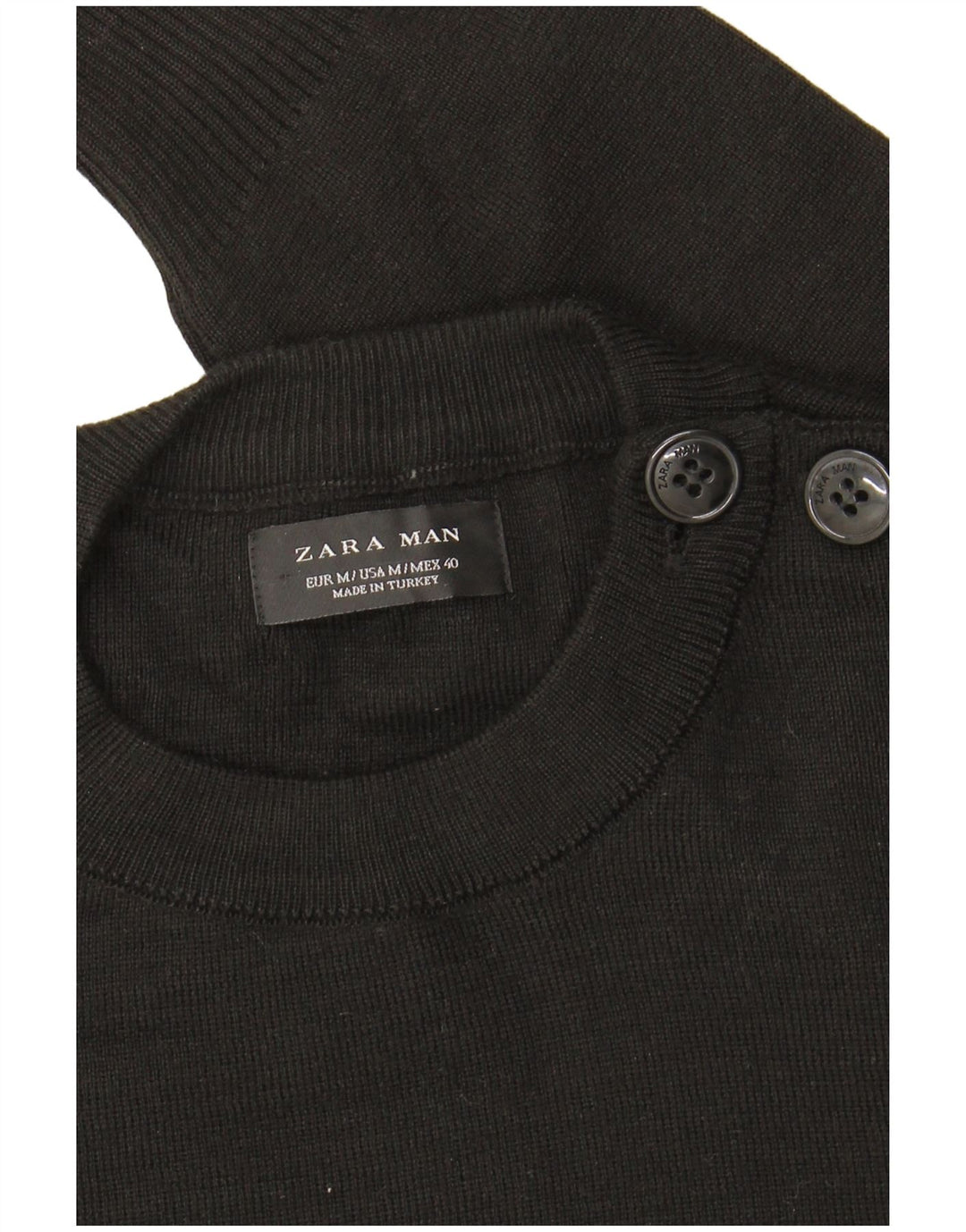 Ανδρικό πουλόβερ Zara Crew Neck Jumper Μεσαίο Μαύρο