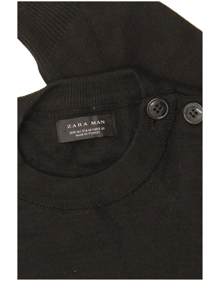 Ανδρικό πουλόβερ Zara Crew Neck Jumper Μεσαίο Μαύρο