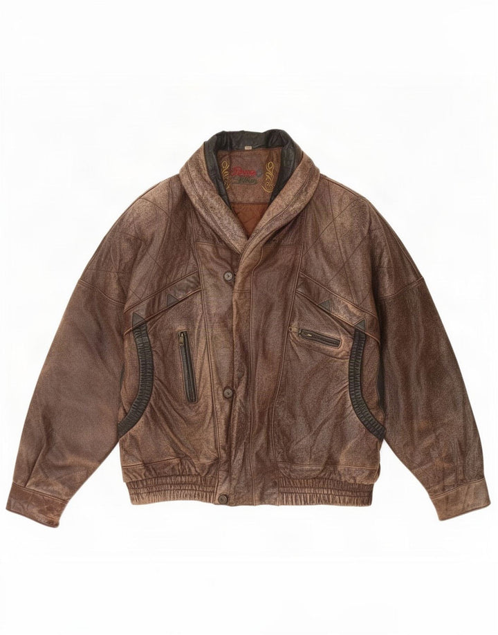 Rover&Lakes Ανδρικό Δερμάτινο Μπουφάν IT 52 XL Καφέ