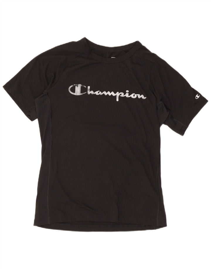 Champion Γυναικείο γραφικό T-Shirt Top UK 16 Large Black Polyester