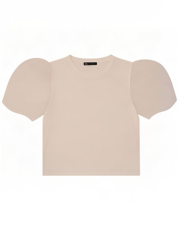 Zara Γυναικείο T-Shirt Crop Top UK 12 Medium White Modal