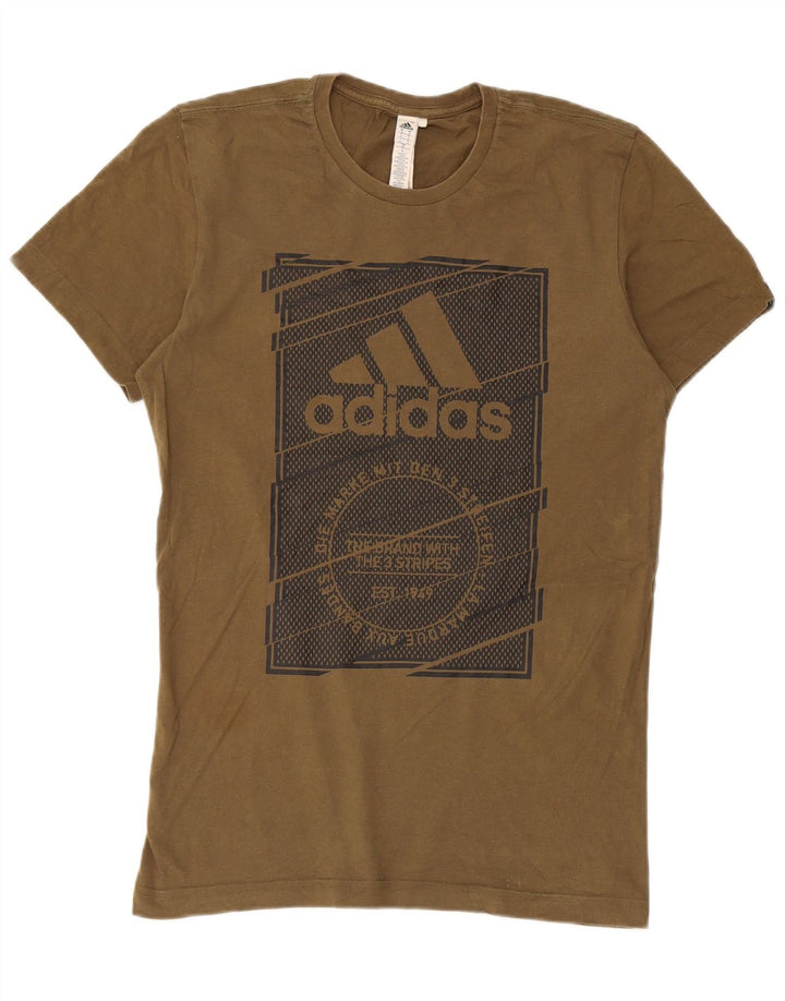 Ανδρικό γραφικό T-Shirt Adidas Top Μικρό Χακί Βαμβακερό