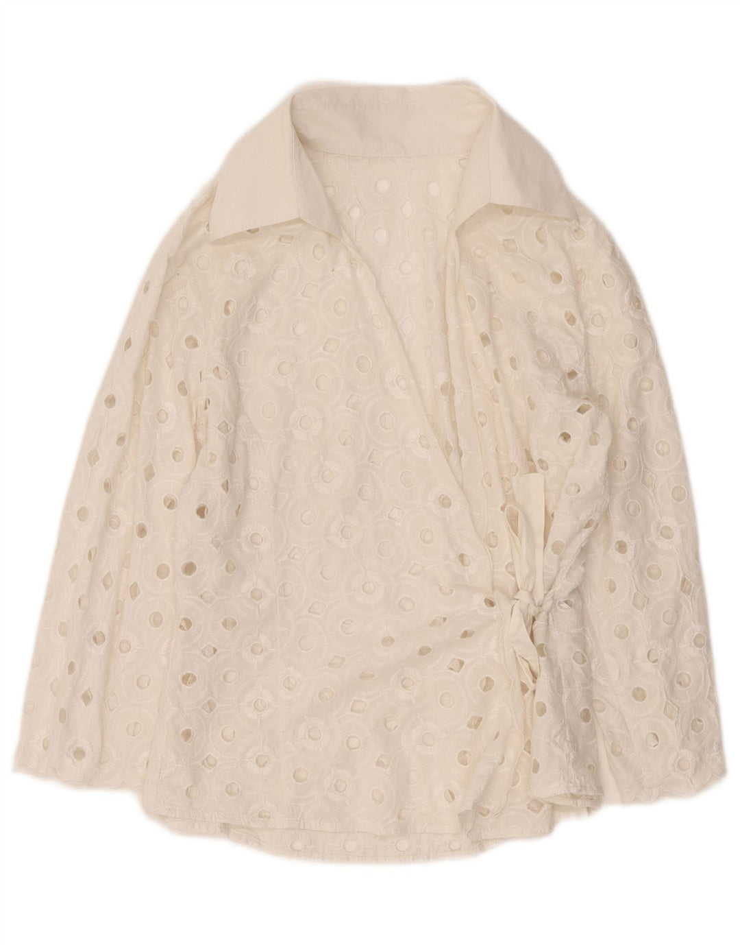 Vintage γυναικεία μπλούζα See Through Wrap UK 14 Medium White