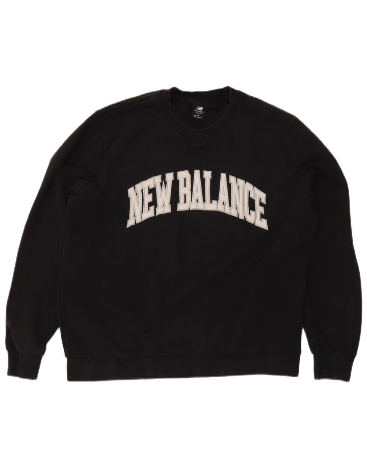 Ανδρικό γραφικό φούτερ New Balance, μεσαίο μαύρο βαμβακερό