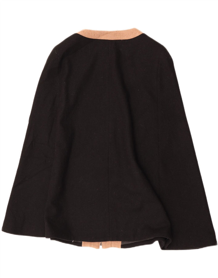 Laura Ashley Γυναικείο Παλτό Poncho UK 16 Large Black Colourblock μαλλί