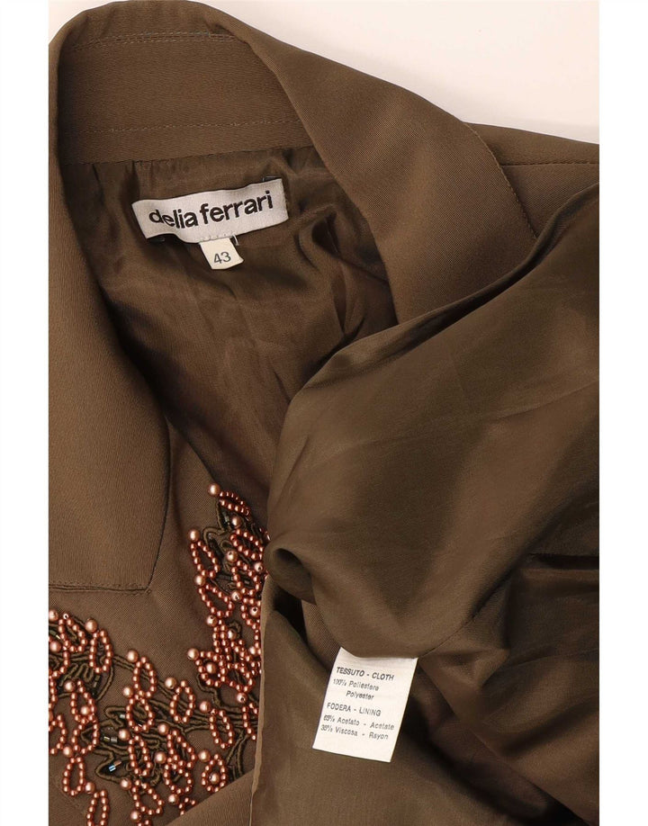 Delia Ferrari Γυναικείο Μπουφάν Blazer με 2 Κουμπιά IT 43 Medium Khaki Polyester