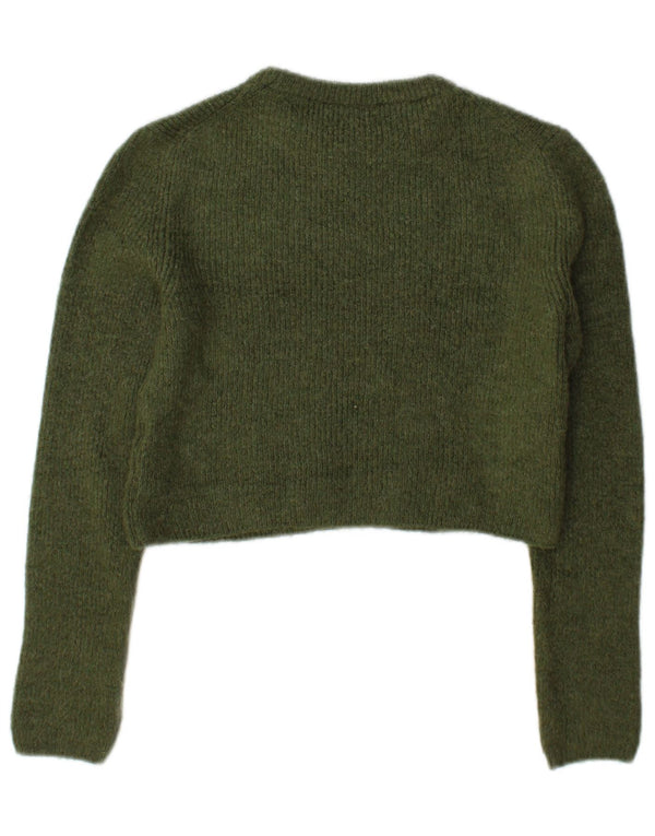 Zara Γυναικείο πουλόβερ με λαιμόκοψη Crop Crop UK 10 Small Green