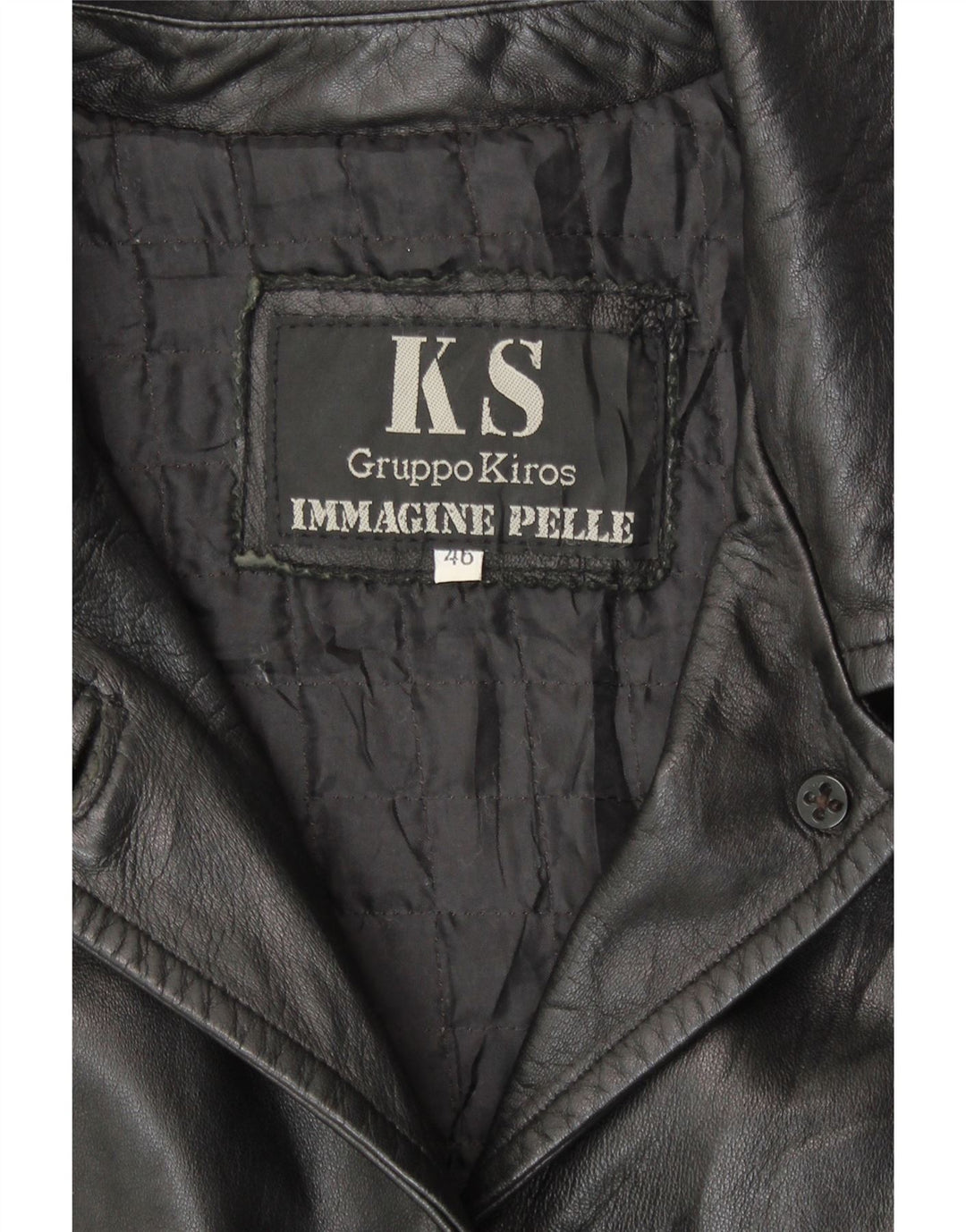 KIROS Womens Leather Coat IT 46 Large Black Leather