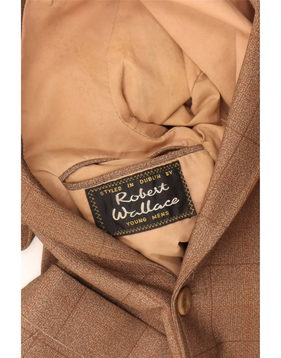 Vintage Boys 2 Button Blazer Jacket 6-7 Years Brown Check