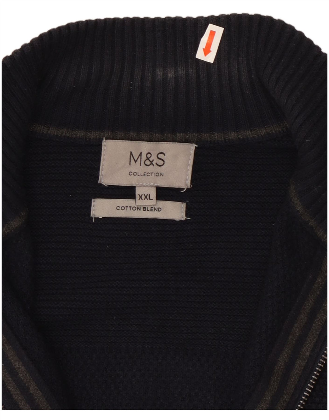 Ανδρικό πουλόβερ ζακέτα Marks & Spencer 2XL Navy Blue Cotton