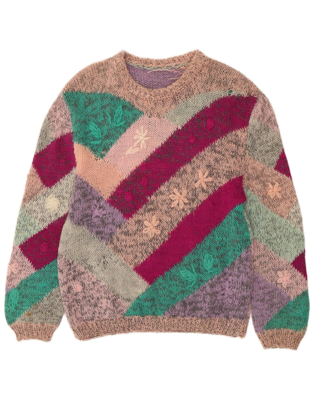 VINTAGE Γυναικείο πουλόβερ με λαιμόκαυστο UK 18 XL Πολύχρωμο Floral