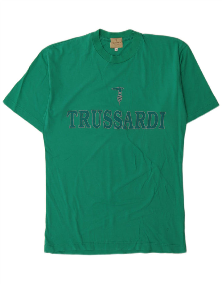 Ανδρικό γραφικό T-Shirt Trussardi Top Μεσαίο πράσινο βαμβακερό
