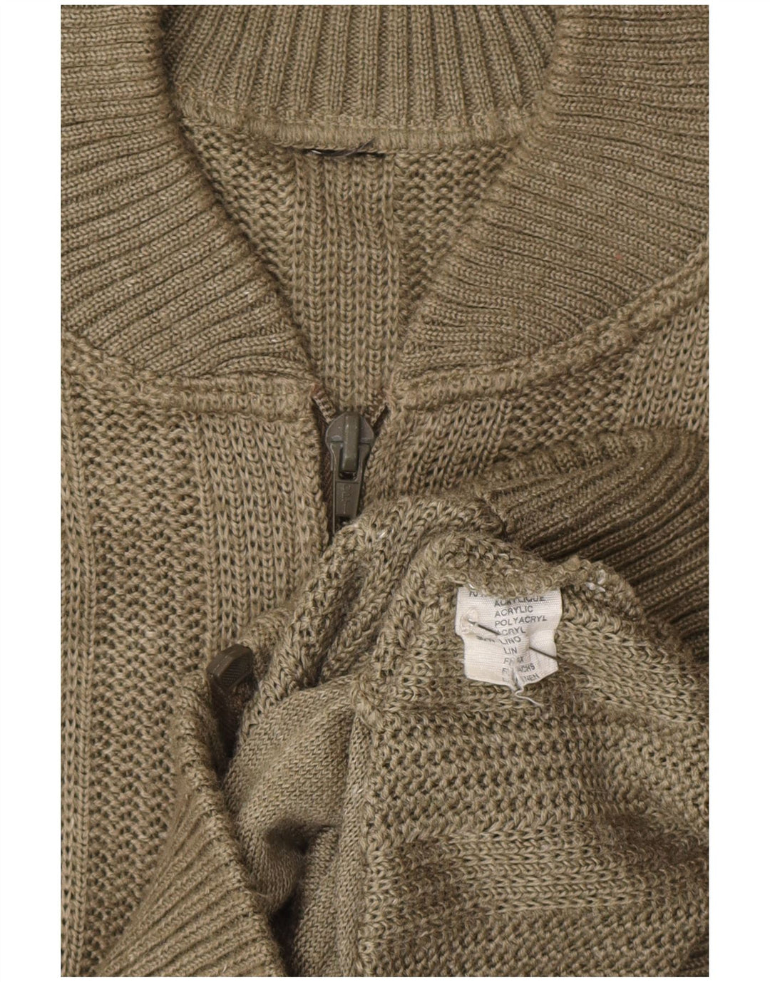 Ανδρικό πουλόβερ vintage ζακέτα μεσαίου χακί χρώματος ακρυλικό