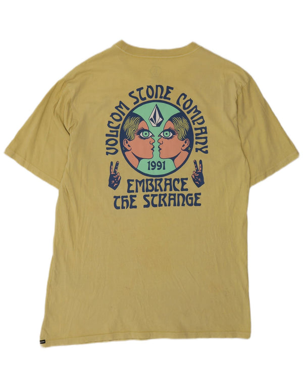 Ανδρικό γραφικό T-Shirt Volcom Τοπ μεσαίο κίτρινο βαμβακερό