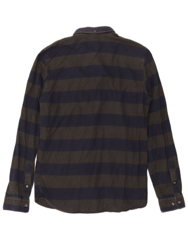 French Connection Ανδρικό Slim Flannel Πουκάμισο Μικρό Navy Blue ριγέ βαμβακερό