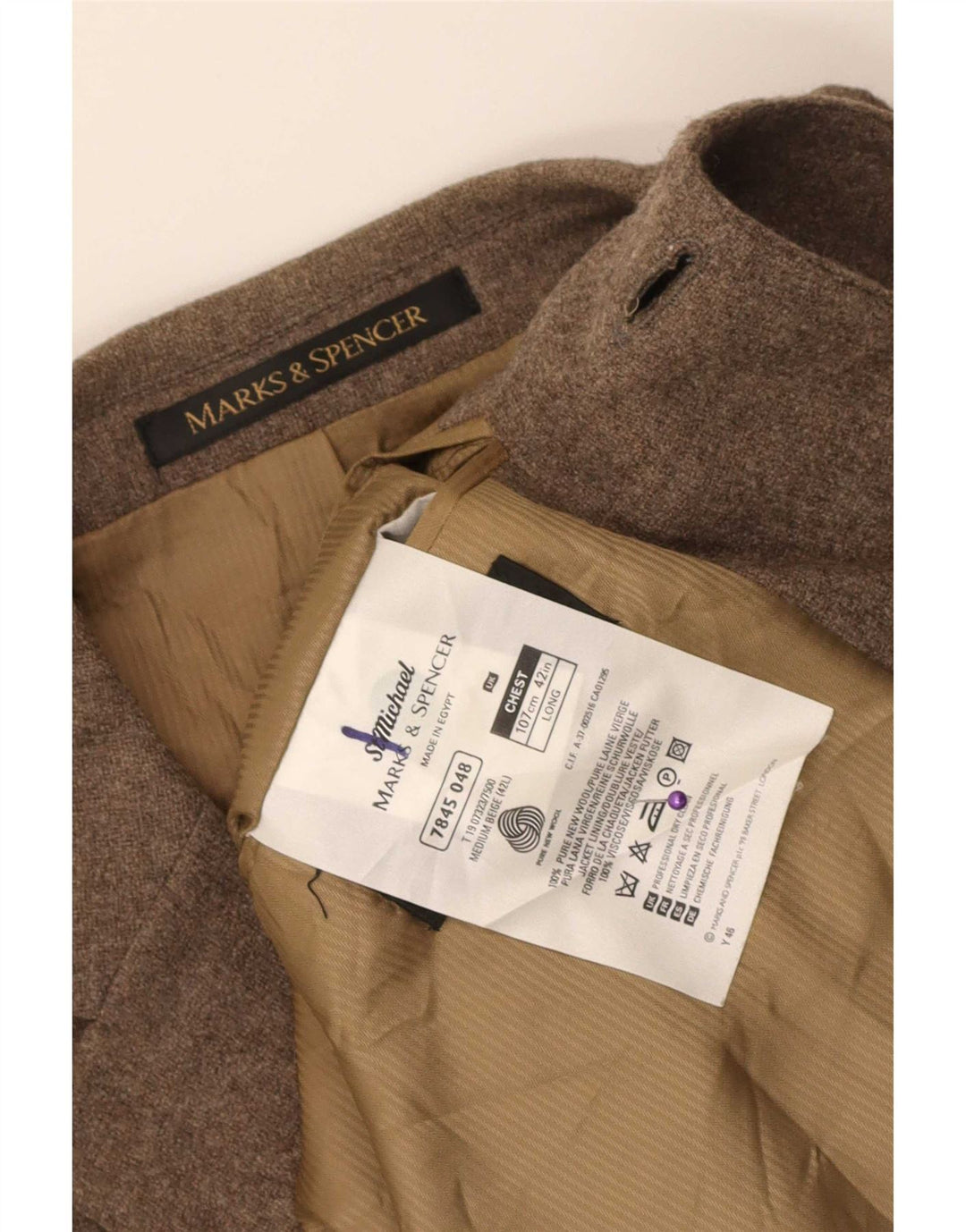 Marks & Spencer Ανδρικό μπλέιζερ με 3 κουμπιά μπουφάν UK 42 μεγάλο καφέ νέο μαλλί