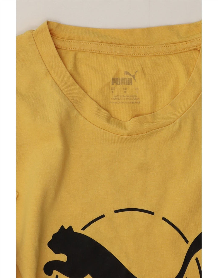 Ανδρικό γραφικό μπλουζάκι PUMA Top μεγάλο κίτρινο βαμβακερό