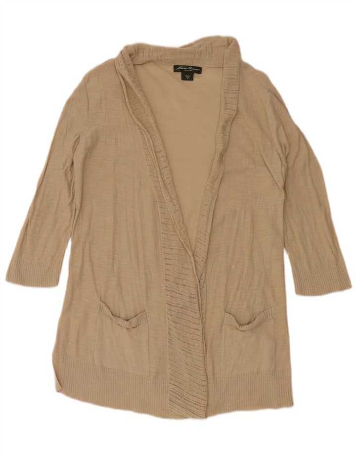 EDDIE BAUER Γυναικείο Longline ανοιχτό πουλόβερ ζακέτα UK 12 Medium Beige