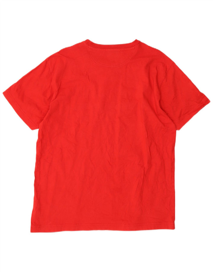 CHAMPION Ανδρικό γραφικό T-Shirt Top μεγάλο κόκκινο βαμβακερό