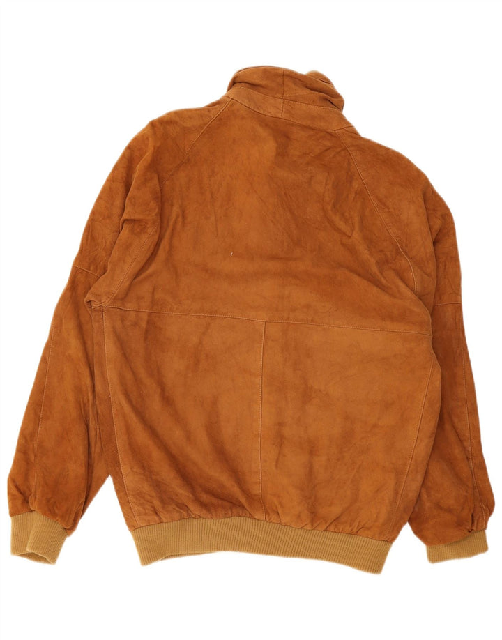 Vintage Ανδρικό Suede Bomber Jacket UK 36 Small Brown Leather