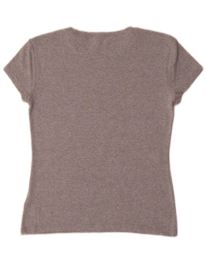 TOMMY HILFIGER Womens T-Shirt Top UK 12 Medium Grey Cotton