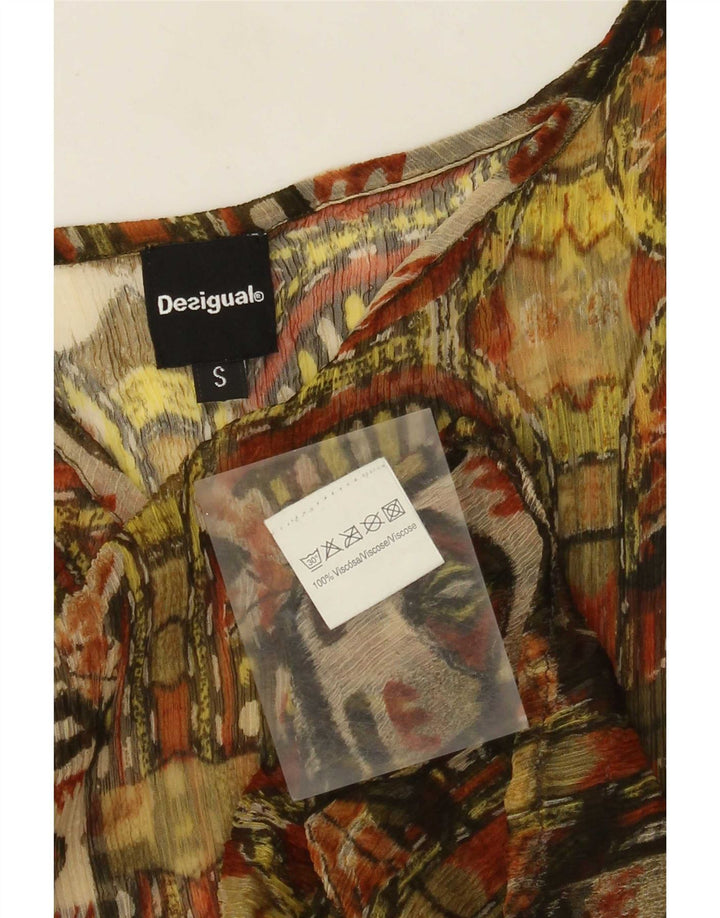 Γυναικεία Desigual Abstract Pattern Μπλούζα Top UK 8 Μικρή χακί βισκόζη