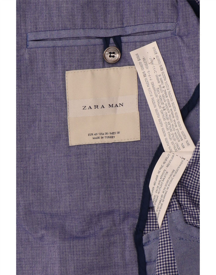 Zara Ανδρικό σακάκι μπλέιζερ με 2 κουμπιά EU 48 Medium Blue Polyester
