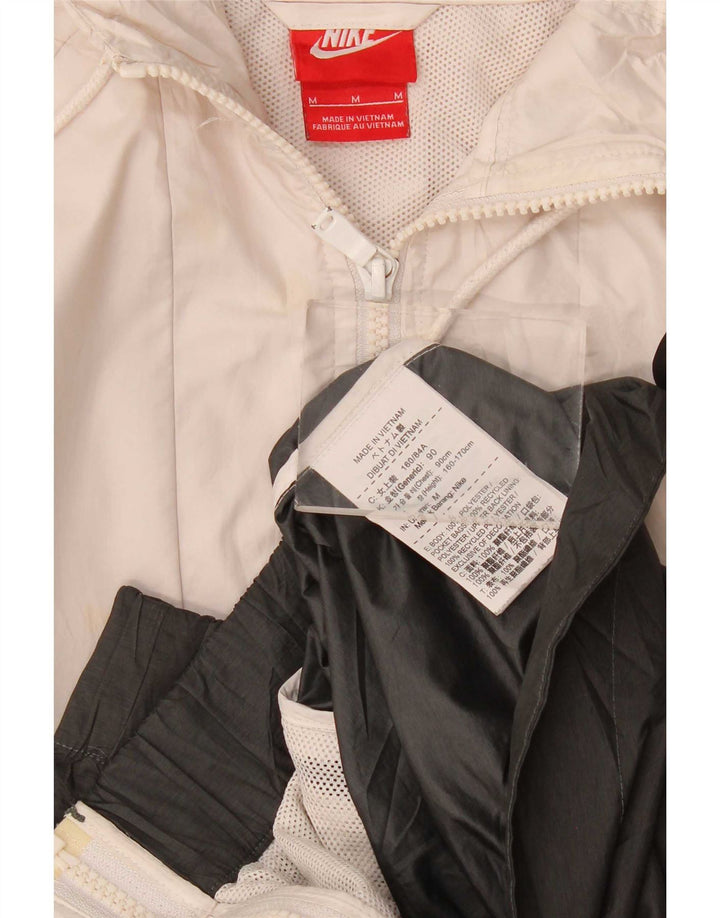 Nike Womens Hooded Tracksuit Top Jacket UK 14 Medium Off White Colourblock
