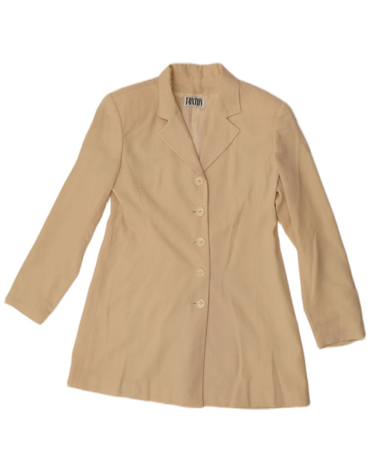 Vintage Γυναικείο Παλτό IT 40 Small Beige Acetate