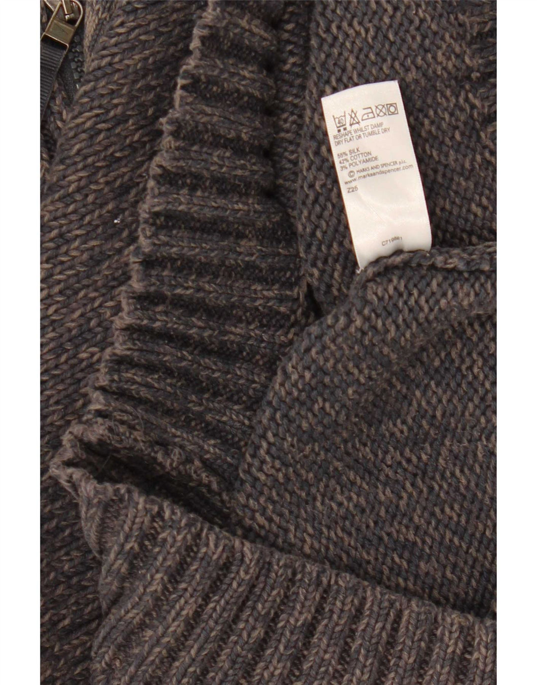 Ανδρικό πουλόβερ με φερμουάρ Marks & Spencer Μικρό μπλε ναυτικό μεταξωτό