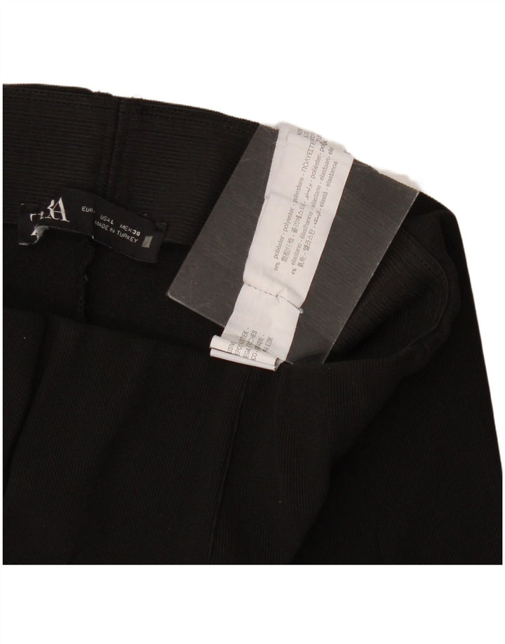 Zara Γυναικείο Flare Casual Παντελόνι Large W32 L26 Μαύρο Πολυεστέρα