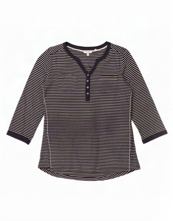Fat Face Γυναικείο τοπ 3/4 μανίκια UK 10 Small Blue Navy Pinstripe βαμβακερό