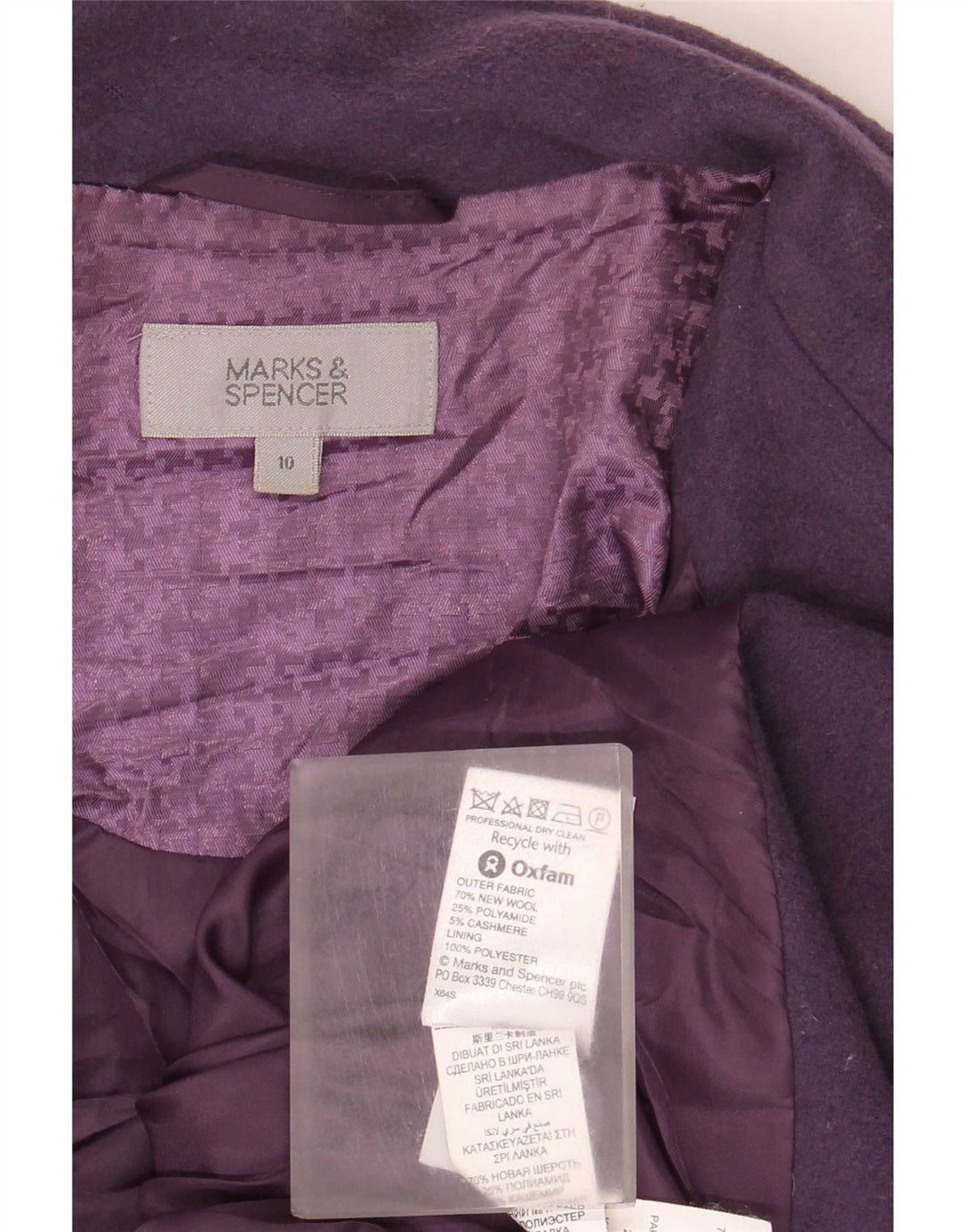 Marks & Spencer Γυναικείο Πανωφόρι UK 10 Small Purple New Wool