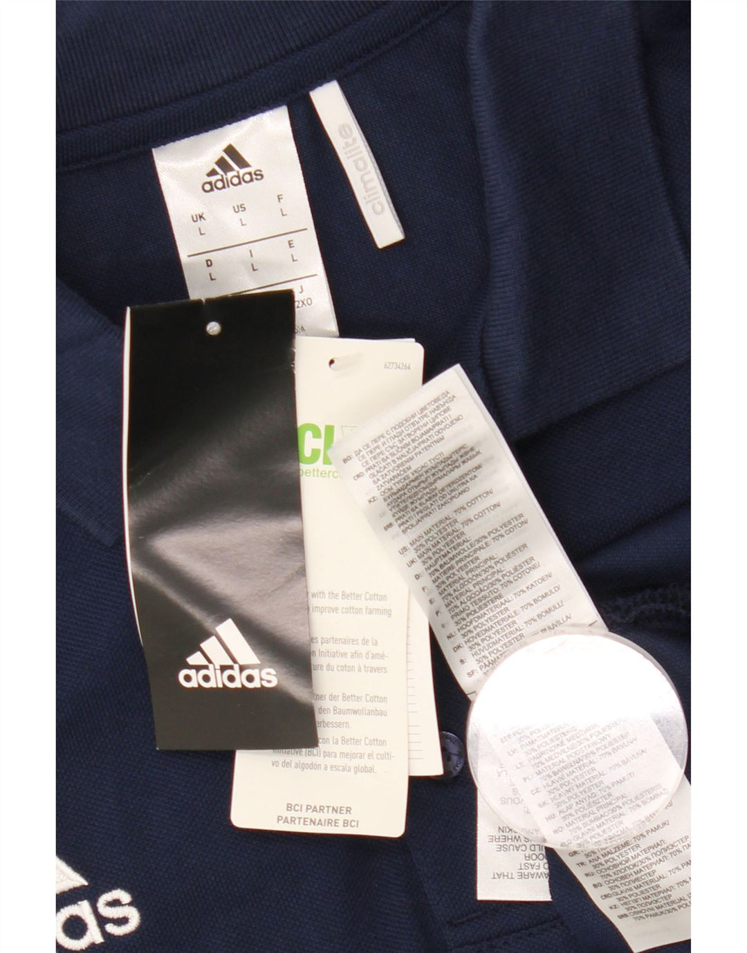 Ανδρικό πουκάμισο ADIDAS Climalite Polo μεγάλο μπλε ναυτικό βαμβακερό