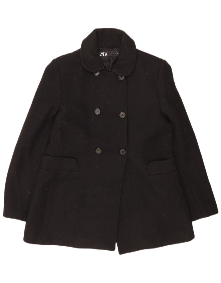 Zara Γυναικείο Παλτό μπιζελιού UK 18 XL Μαύρο μαλλί