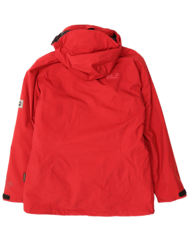 Jack Wolfskin γυναικείο μπουφάν με κουκούλα αντιανεμικό UK 12 μεσαίο κόκκινο πολυαμίδιο