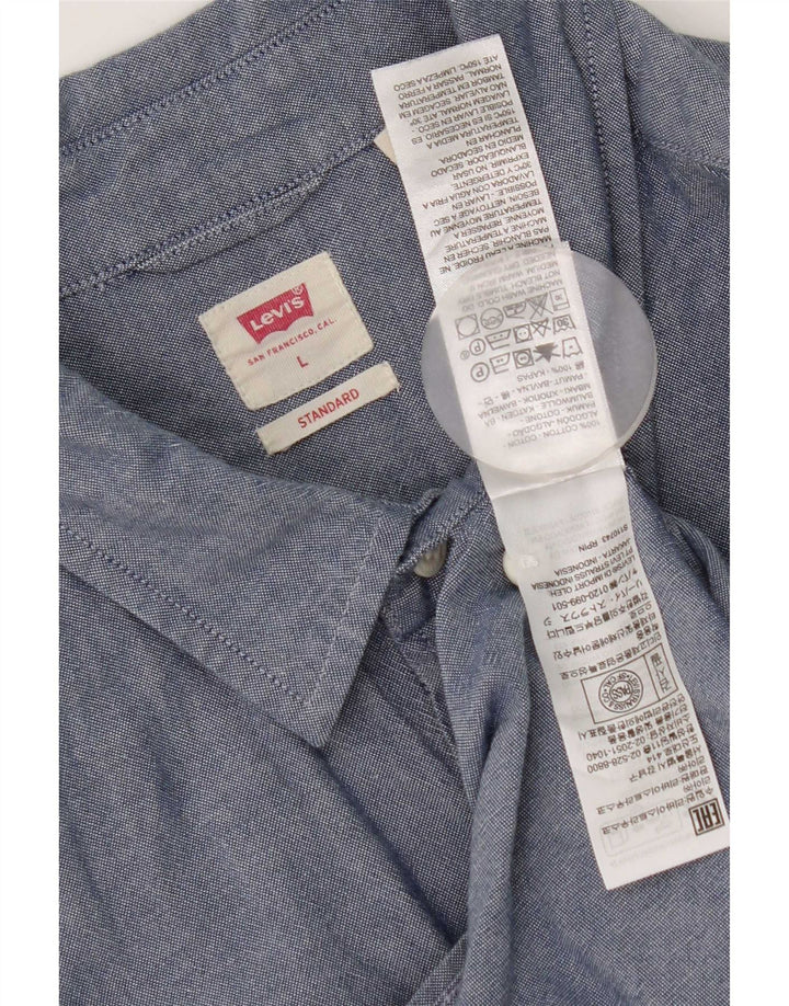 Ανδρικό πουκάμισο Levi's Standard Fit Large Navy Blue από βαμβάκι
