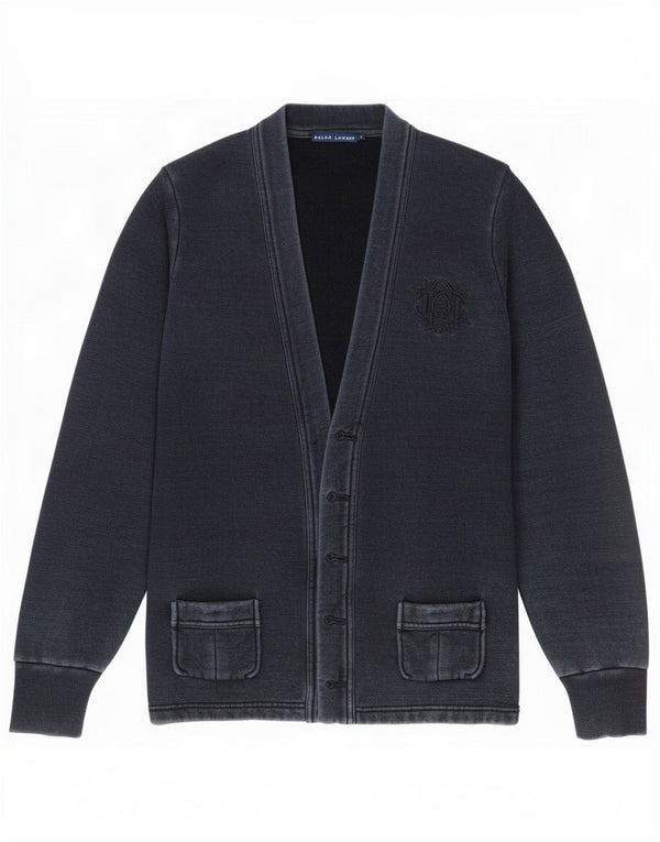 Ralph Lauren Γυναικείο πουλόβερ ζακέτα UK 14 Large Navy Blue Cotton
