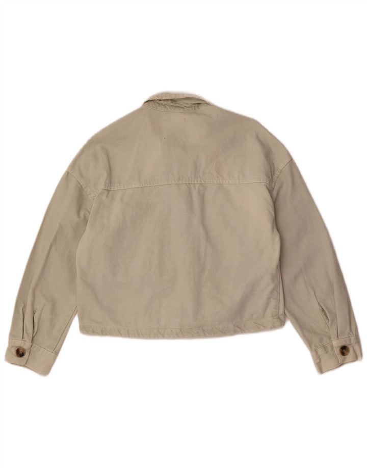 Zara Γυναικείο Τζιν Μπουφάν UK 10 Small Off White Βαμβακερό
