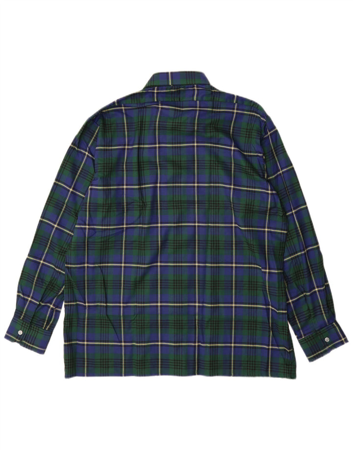 Ανδρικό φανελένιο πουκάμισο Vintage 43 XL Blue Check Polyester