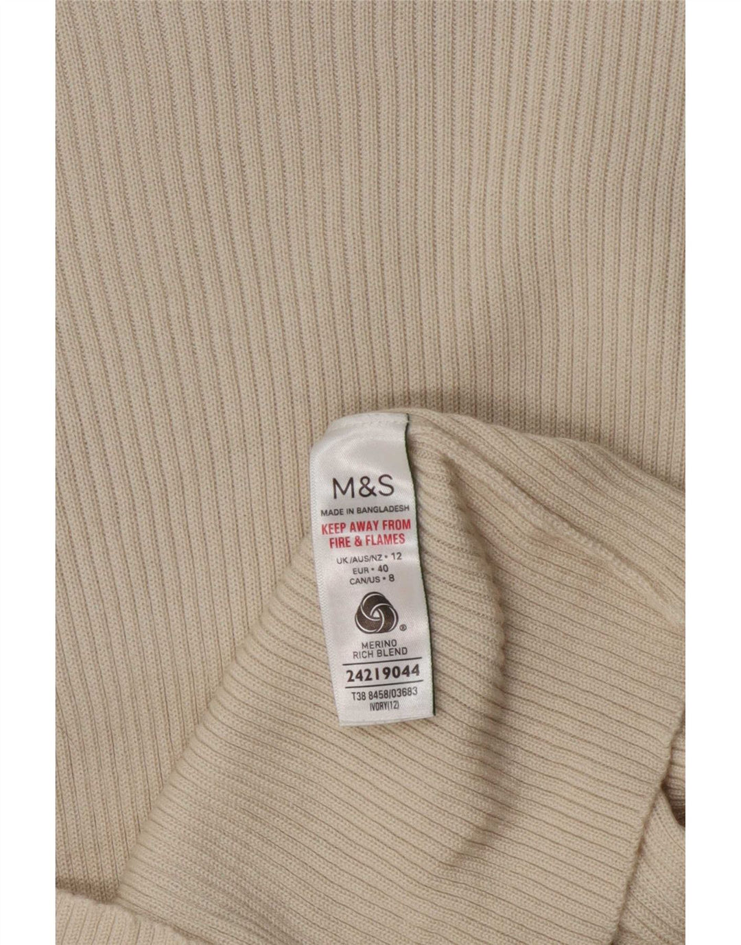 Marks & Spencer Γυναικείο πουλόβερ με λαιμό χελώνα UK 12 μεσαίο μπεζ μαλλί
