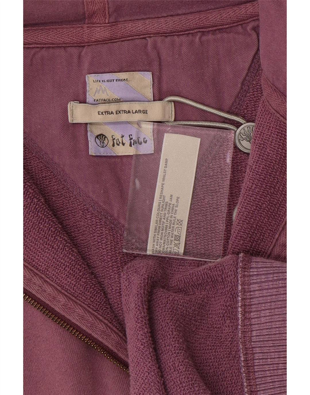 FAT FACE Ανδρικό πουλόβερ με φερμουάρ κουκούλα 2XL Μωβ βαμβακερό